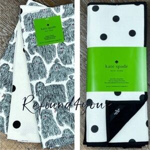 Kate Spade - ‘Sheepdog bundle’ dish towels (3) & drying mats (2) NWT Firm! Rare!